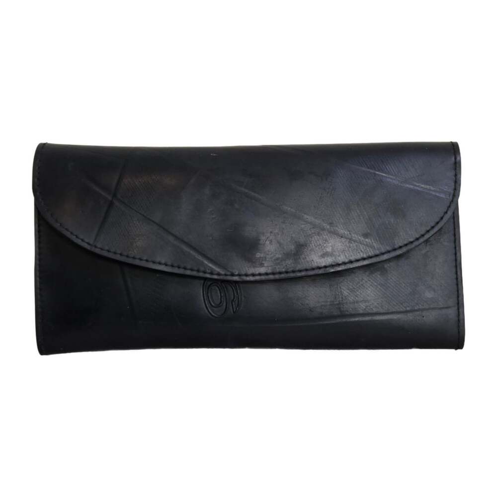 Handmade Black Long Upcycled Rubber Clutch Wallet